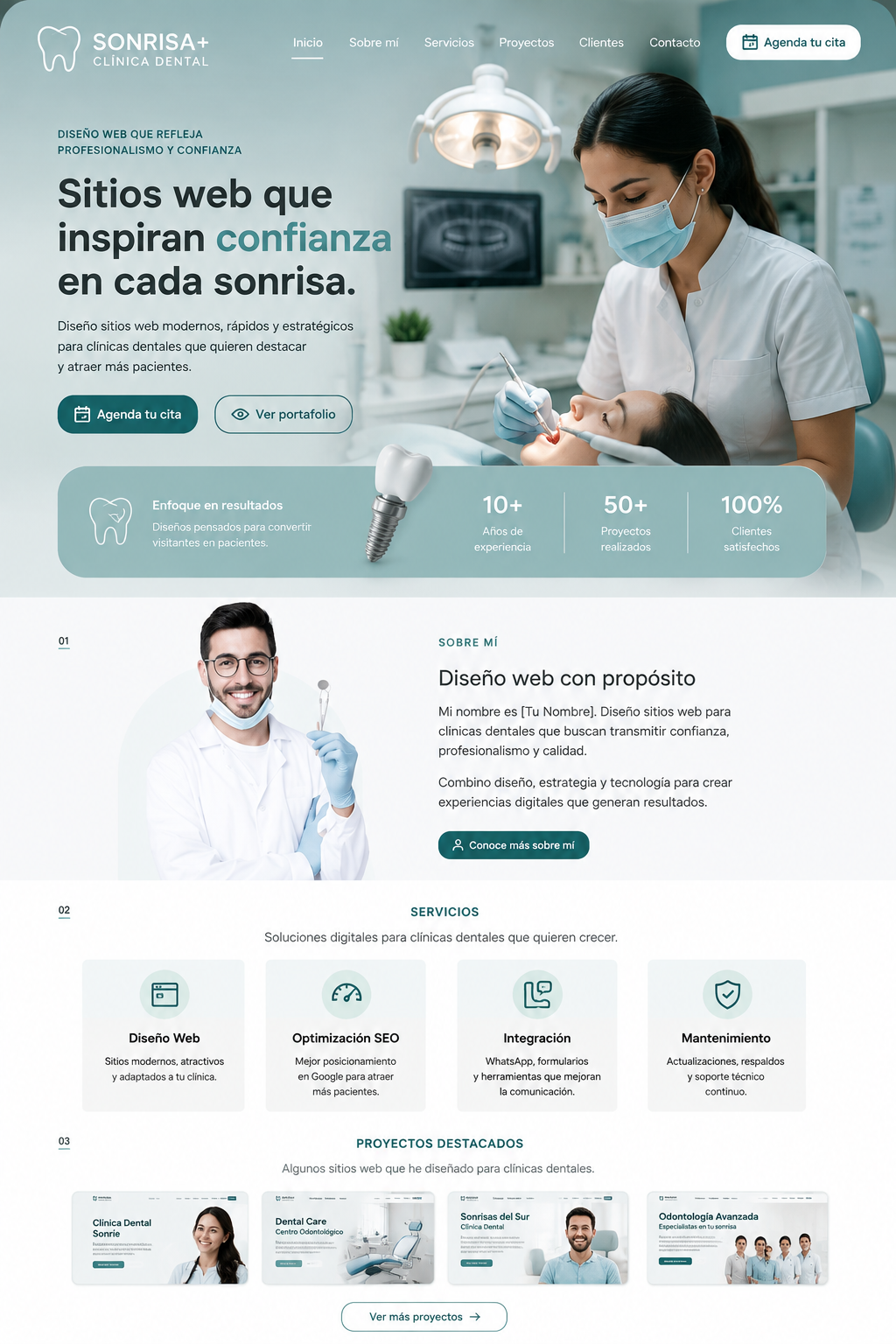 Ejemplo web dental en móvil